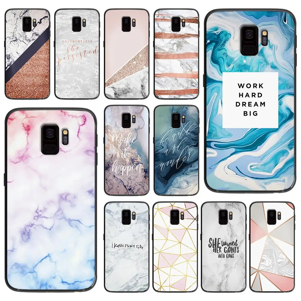 Красивый Мраморный мягкий чехол для телефона samsung Galaxy S6 S7 S8 S9 S10e Plus Note 8 9 черный