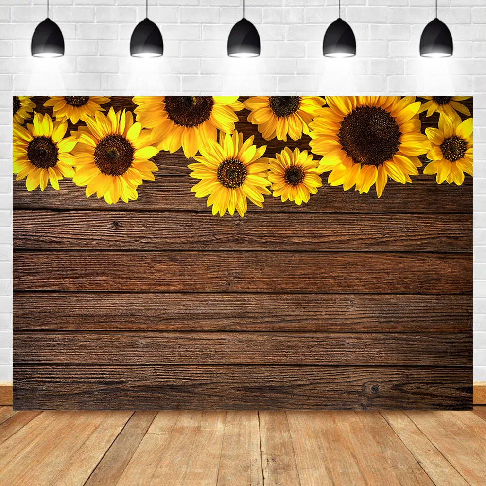 NeoBack Wooden Sunflower Backdrop Flower Birthday Party Banner