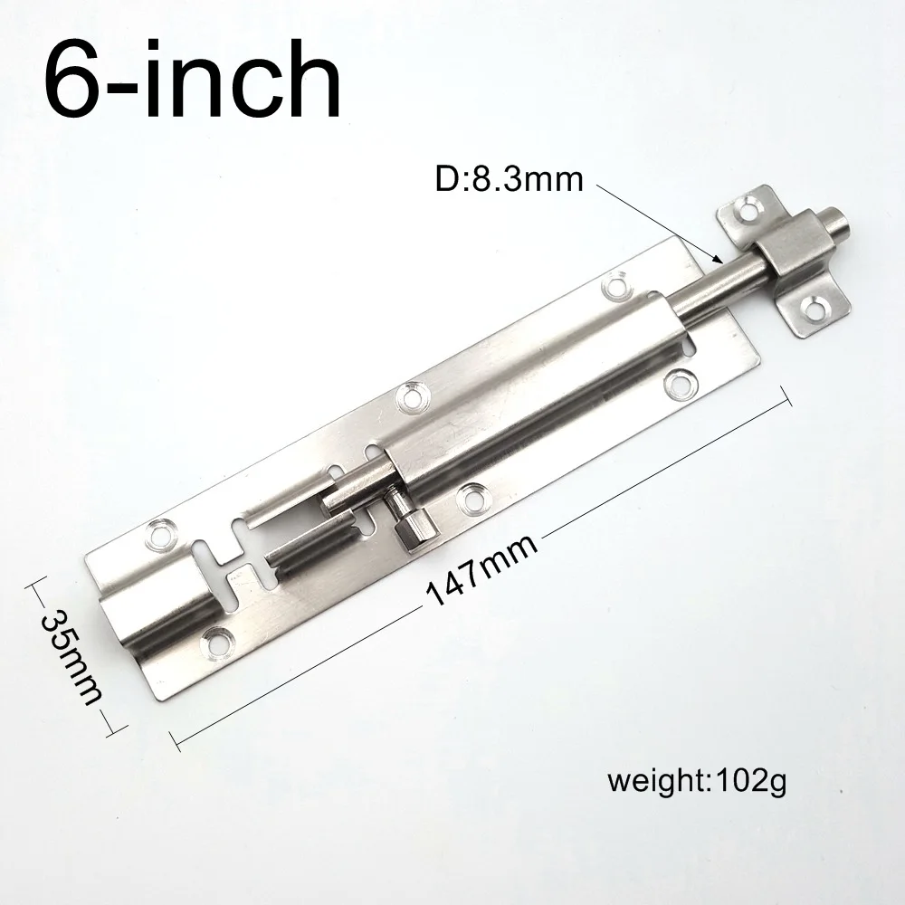 1 шт 3/4/5/6/8 inch Нержавеющая сталь щеткой 35 Ширина дверная защелка Скользящий замок защелка-болт навес для ворот блокировки ворот безопасности - Цвет: 6-inch