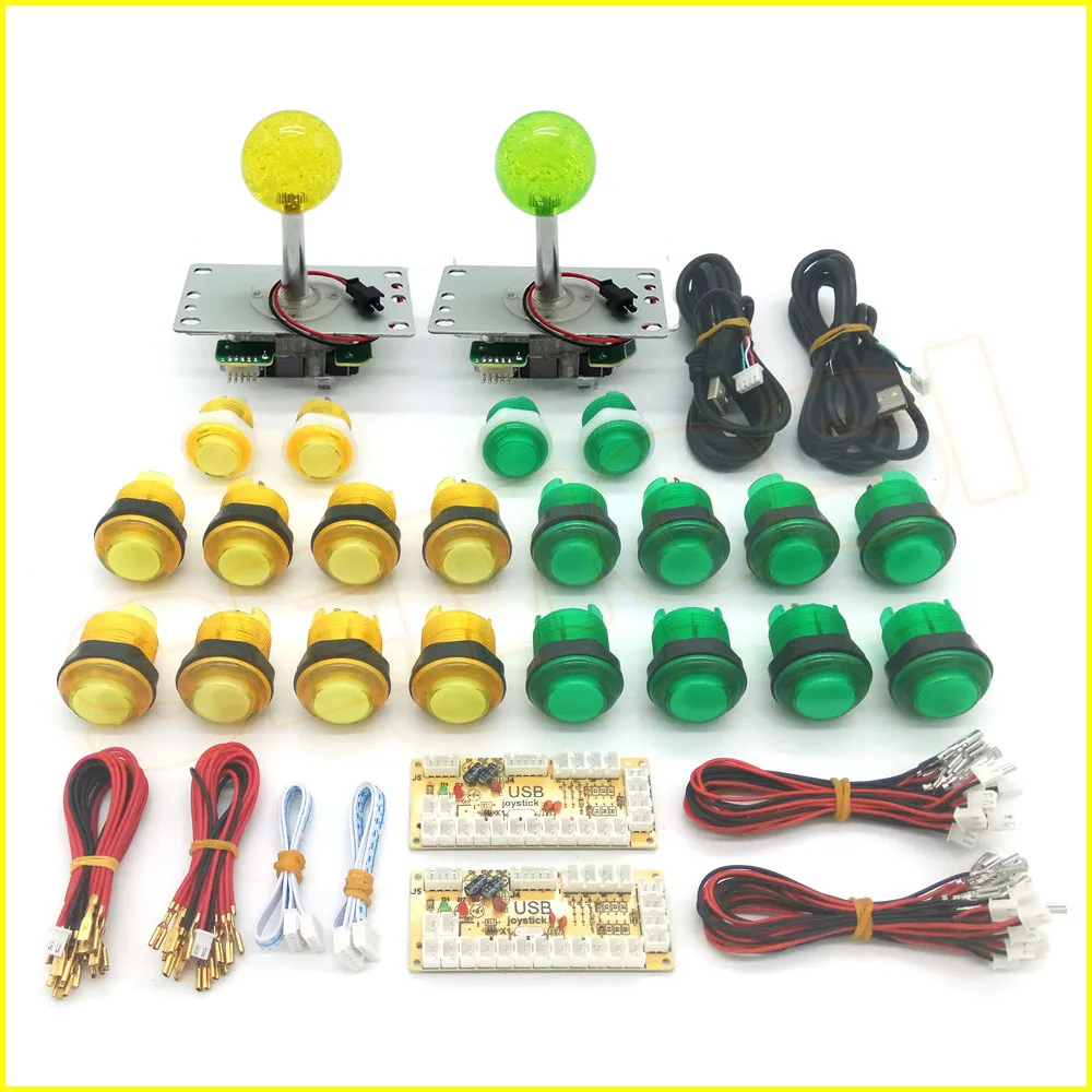 LED Arcade Joystick Button DIY Kit Zero Delay USB Encoder To PC 5Pin Illuminated Joystick+ 5V LED Push Buttons for Game Machine