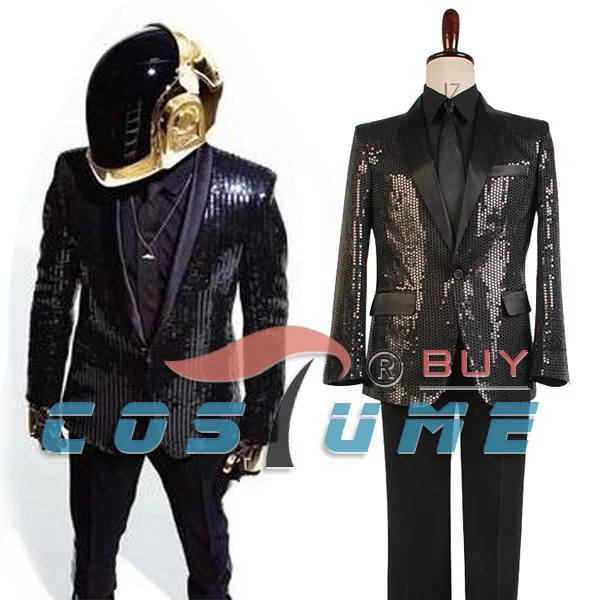 

Daft Punk Sparking Black Sequin Performance Robot Cosplay Costume Purple Version Custom Made
