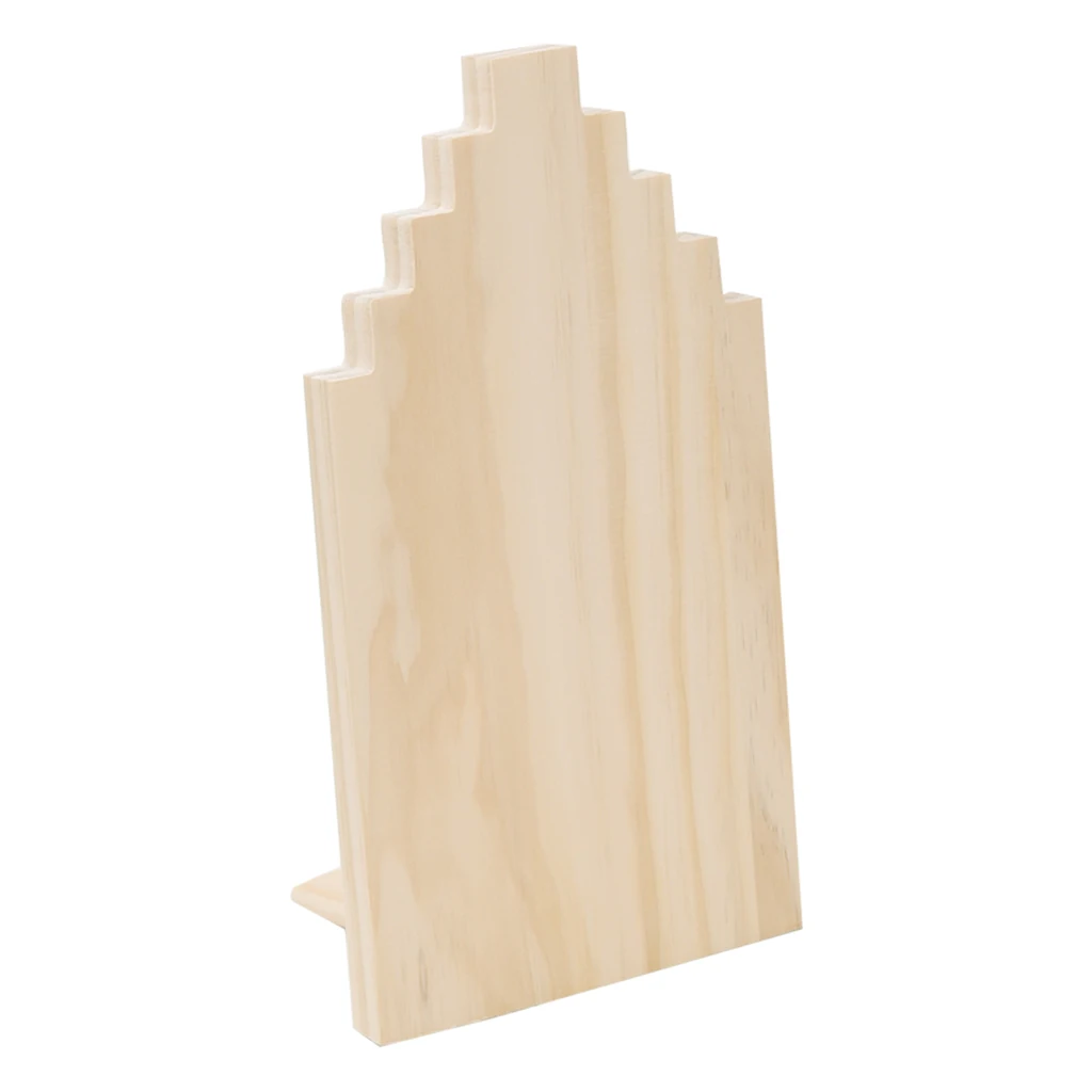 Wooden Holder for Jewelry Display, Pendant Necklace Hanging Rack Jewelry Organizer Stand, 4 Layers