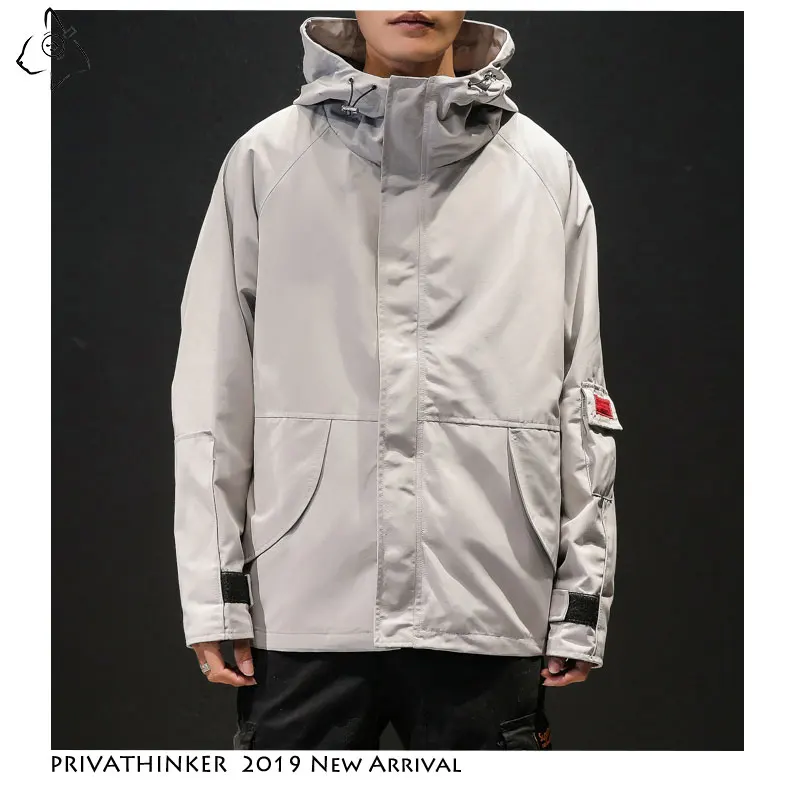 Privathinke Man Autum 2019 Japanese Streetwear Hooded Jacket Men Solid Causal Pocket Cargo Jacket High Collar Cotton Coat Privathinke Man Autum 2019 Japanese Streetwear Hooded Jacket Men Solid Causal Pocket Cargo Jacket High Collar Cotton Coat