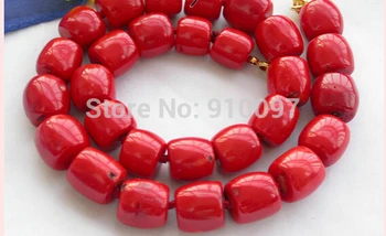 

DD free shipping >HUGE 18" 16MM column red coral bead NECKLACE