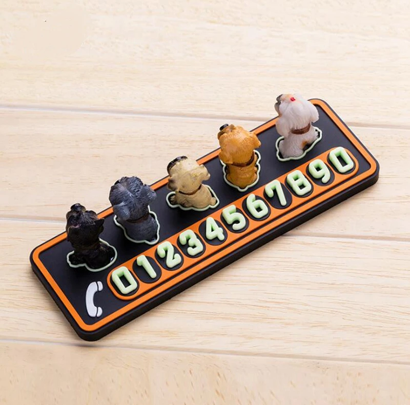 

Universal Car Lucky Dogs PVC Luminous Temporary Parking Tag Card Phone Number Plate Sticker Car-Styling Interior Accessories