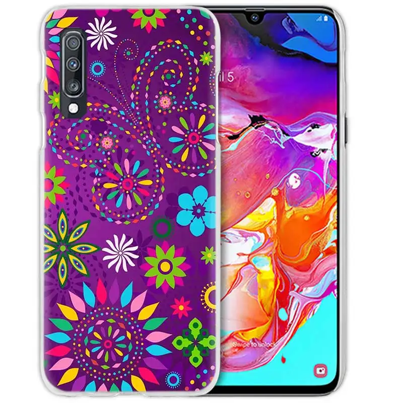 04 Бабочка чехол для samsung Galaxy A50 A70 A20e A40 A30 A20 A10 A8 A6 плюс A9 A7 Прозрачный жесткий чехол из ПК для телефона с цветочным узором Мандала - Цвет: 04