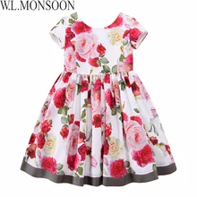 W. L. MONSOON/платье с цветочным рисунком для девочек Лето г., брендовый костюм reine des neiges платье принцессы с бантом, Детские платья для девочек, одежда