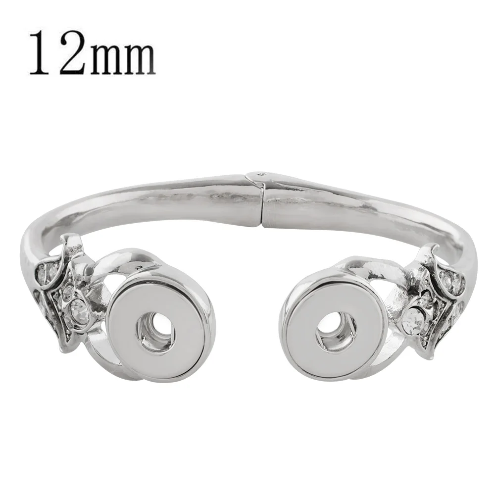 

New Fashion Silver 2 Snap button Bracelet For Women Fit DIY 12mm Snap Jewelry Snap Buttons Bracelet Jewelry KS1168-S