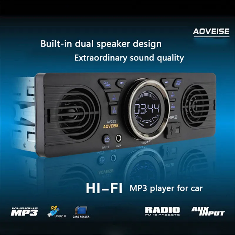 AV252B Hi-Fi Автомагнитола 12 в автомобильный радиоприемник стерео Bluetooth In-dash 1 Din fm-передатчик MP3 плеер SD AUX USB MP3 MMC WMA Авторадио