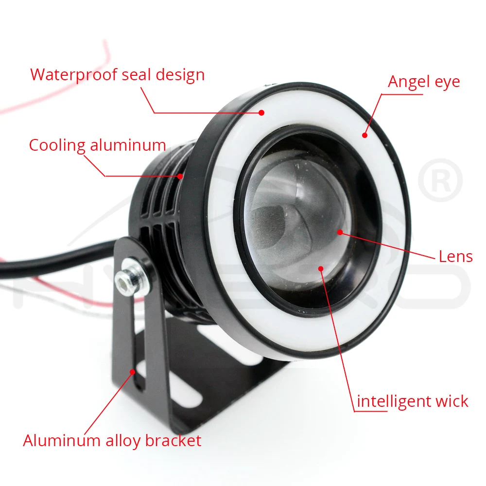 2X64 мм 76 мм 89 мм ангельские глазки COB светодиодный автомобильный противотуманный светильник s Авто универсальный дневной ходовой светильник белый красный синий головной светильник 30 Вт DC 12 В
