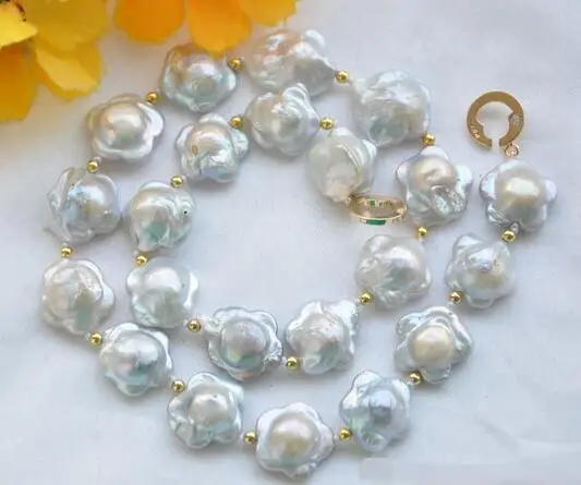 

3495 WHITE plum blossom coin PEARL NECKLACE
