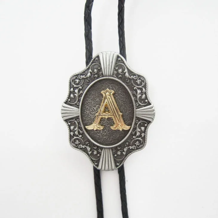 

Jeansfriend Original Initial Letter A Western Wedding Bolo Tie Neck Tie Leather Necklace