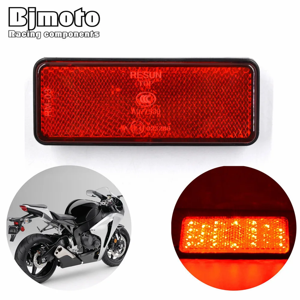 

BJGLOBAL Rectangle 12V Red LED Reflectors Brake Light for Universal Motorcycle Car Tuck high performance M6 Screws Bolts