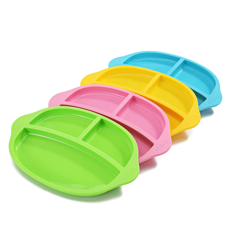 

Hot Selling Baby Fedding Dinner Plate Bowl 2 in 1 Children Dishes Bowl Plate Fruit Silica Gel Unbreak Non Slip Service Plate
