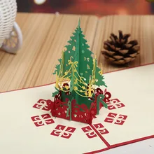 НОВАЯ РОЖДЕСТВЕНСКАЯ ЕЛКА винтажная 3D лазерная резка всплывающая бумага ручной работы на заказ поздравительные открытки Рождественские подарки сувенирные открытки