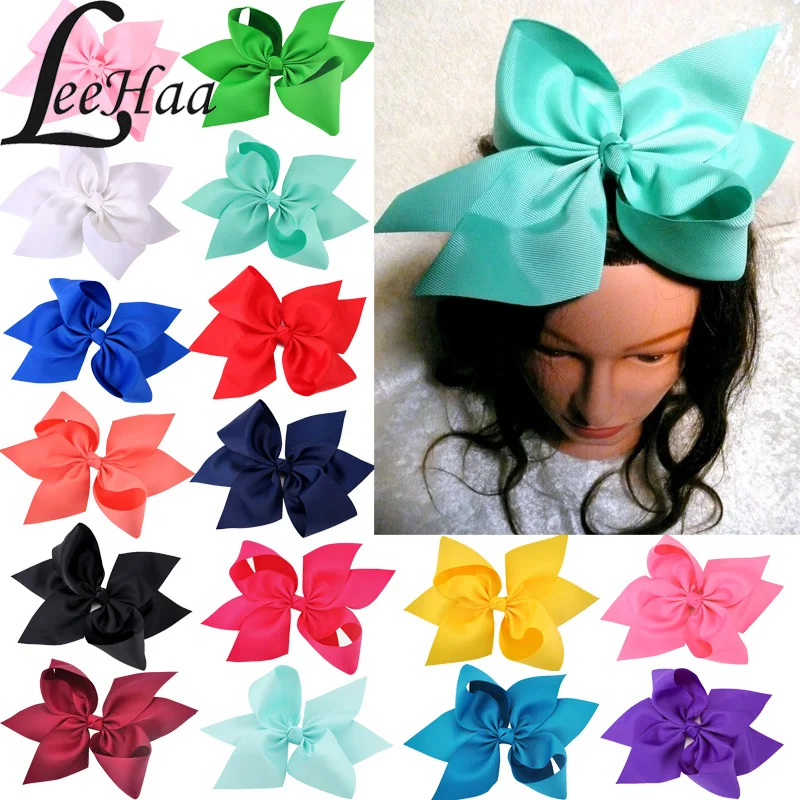 

20pcs/lot 10 Inch Large Solid Ribbon Hair Bows Girls Kids Hairpins Boutique Hairclips Princess Gifts Hair Accessories Wholesale