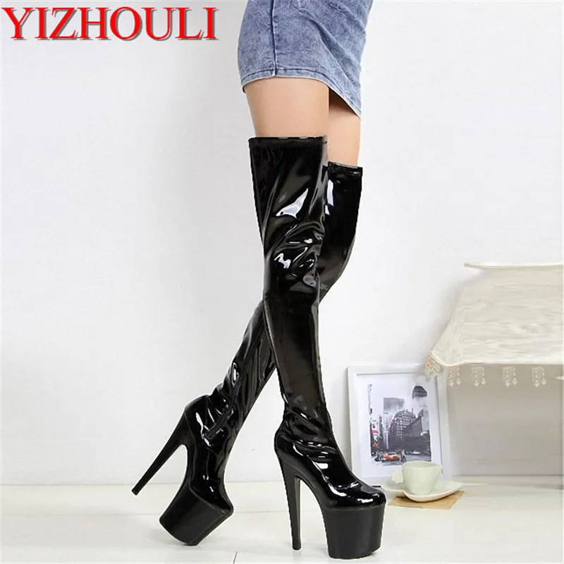 New women's shoes thigh high boots 20cm stiletto heels, sexy model stage show performed knee boots
