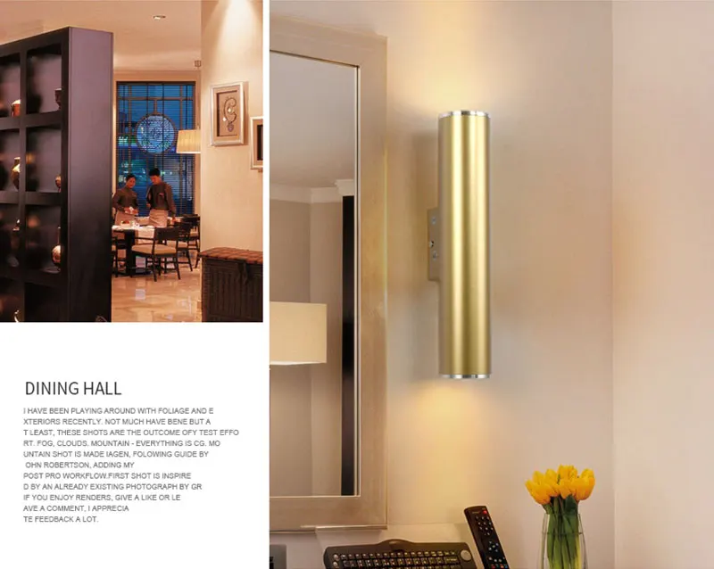 Northern Europe Wall Light Gold Tube Design Wall Lights LED Creative Gold Wall Lamp Loft Bedroom Corridor Bar Coffee Shop Light (6)