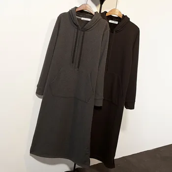 

Free shipping NEW Qiu Dong Extended Cotton Warm Dress Hooded Raglan Long Mop The Floor Dress tailored