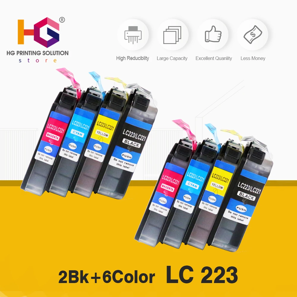 2BK + 6CL LC223 чернильный картридж для LC 223 LC223XL совместимый Brother DCP J562DW J4120DW MFC J480DW