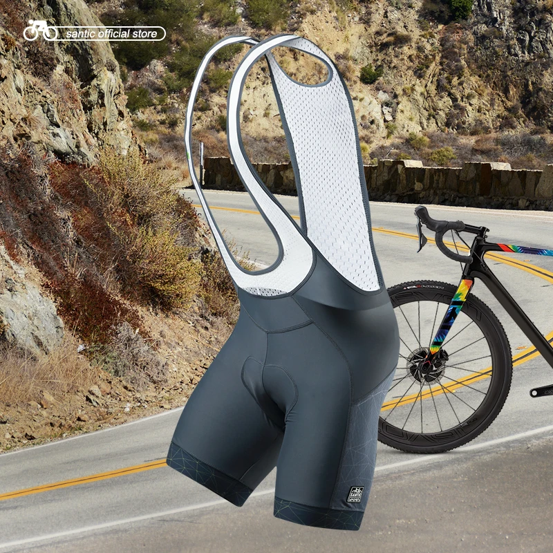 Santic Men Cycling Padded Bib Shorts Pro Fit Summer Italian 4D Pad Road