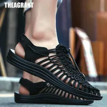 THEAGRANT/Коллекция года; Летние сандалии-гладиаторы; Мужская дышащая уличная пляжная обувь на плоской подошве; повседневная мужская обувь; прогулочная обувь без застежки; MSS3000