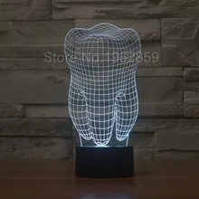 Тип зубов 3D Светодиодная лампа стоматологический креативный подарок красочный 3D зуб градиентный светильник стоматологическая клиника художественная работа в форме ночных зубов
