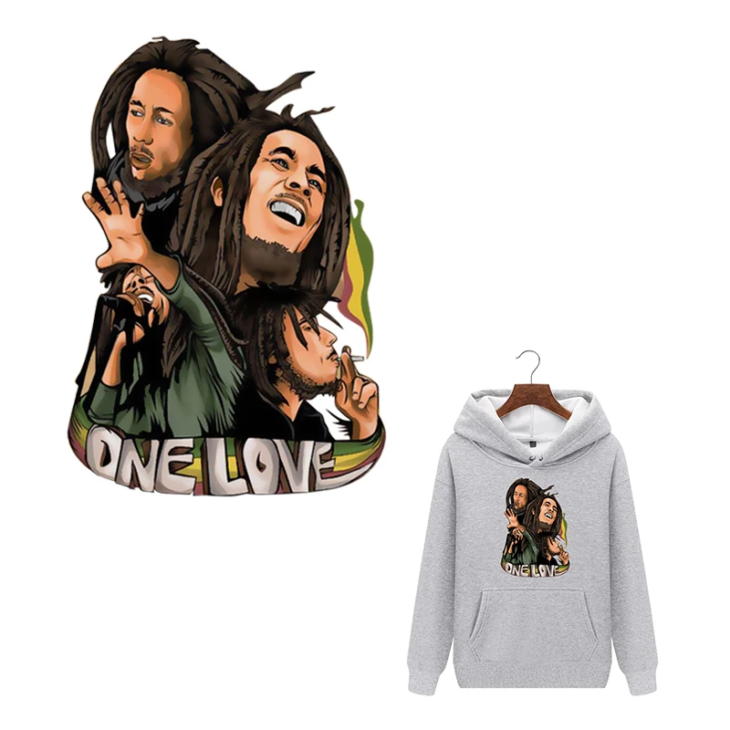 Нашивки для одежды Bob Marley, переводные наклейки для печати под давлением, наклейки из железа, сделай сам, украшение ручной работы, аппликация для джинсовых пальто, футболки E0165