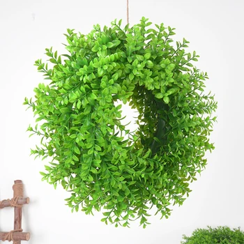 

Ring Wall Hanging Grass Cross River Dragon Grass Simulation Green Leaf Garland Grass Ring Wedding Decoration Wreath