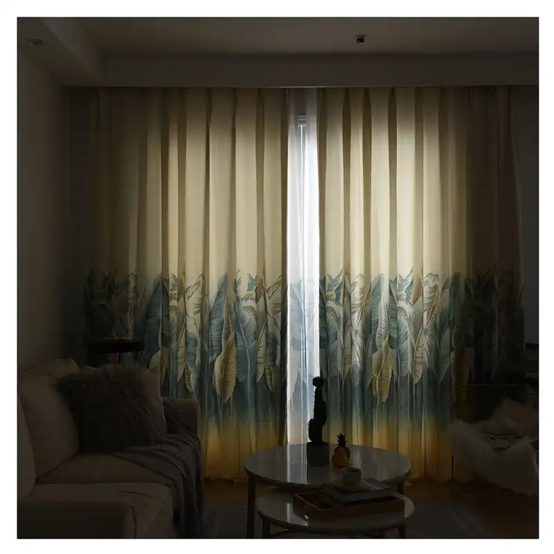 Curtain Manufacturers Selling Large Leaf Printed Curtain Cloth
