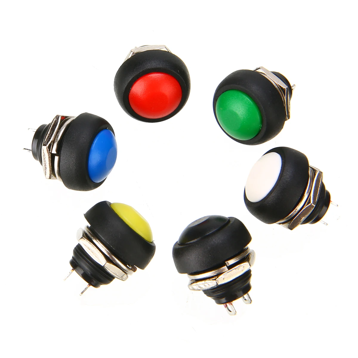 

6Pcs Waterproof Mini Round Switch Momentary ON/OFF Push Button Toggle Reset Switch 12mm 1A 250V