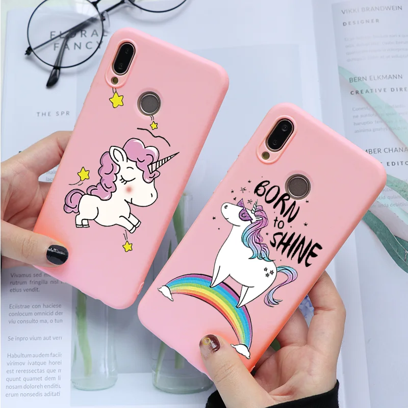 

Matte Silicon Case For Huawei Y6 Y7 Pro 2019 P8 P9 P10 P20 P30 Pro Mate 20 Lite For Honor Play 8X 7A 9 Lite 10 TPU Unicorn Cover