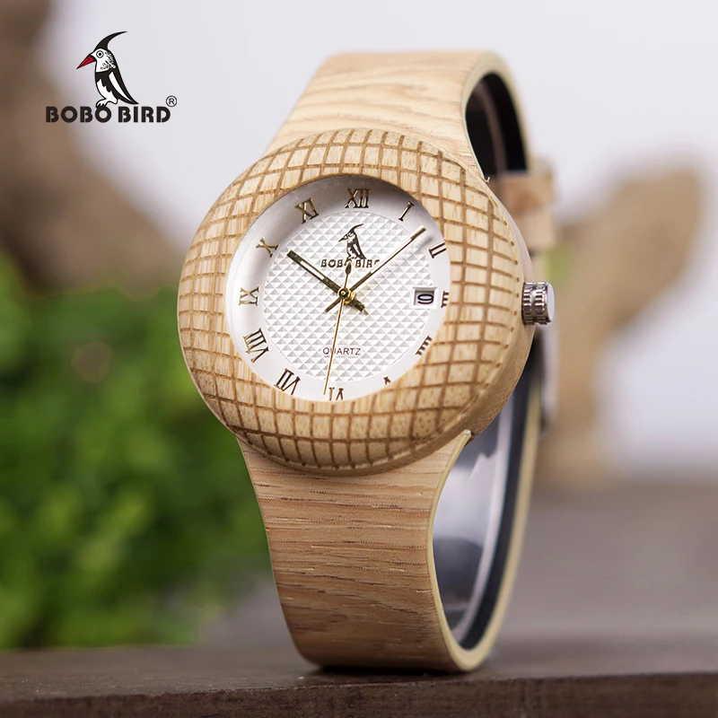 BOBO BIRD Luxury Men Watch Wood Nest Case Design Leather Band for Father's Day Gift Customized