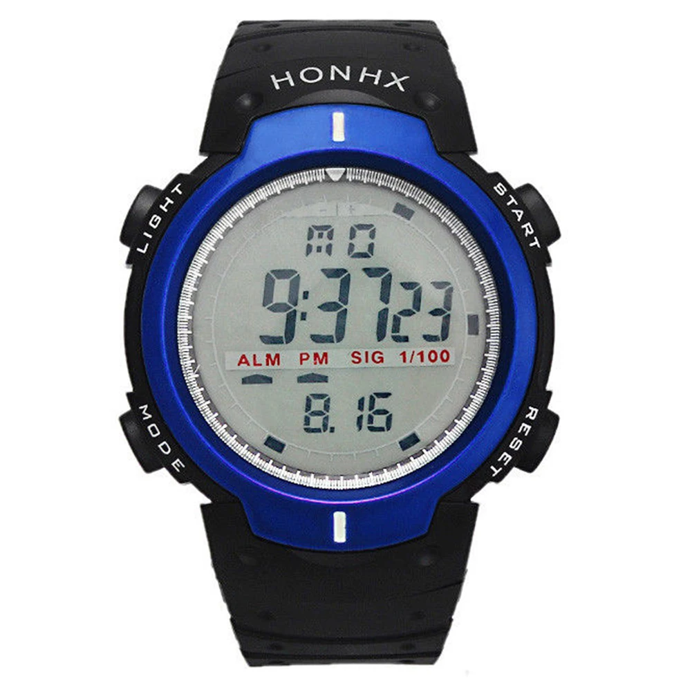 

HONHX Waterproof Outdoor Sports Mountaineering Men Digital LED Quartz Wrist Watch, Blue