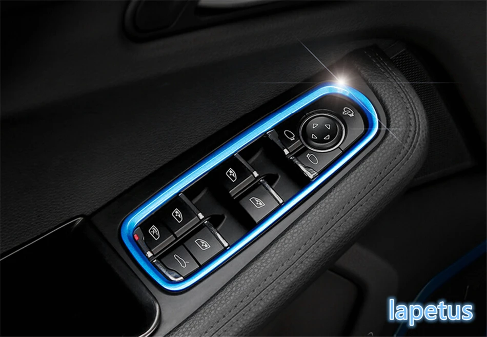 

New For Porsche Macan 2014 2015 / Panamera 2015 / Cayenne 2015 Metal Inner Door Armrest window Lift Button Cover Trim