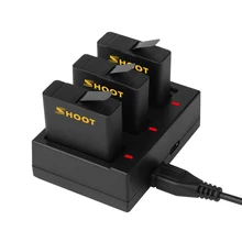 Disparar ahdbt-501 tres puertos USB cargador con 1220 mAh batería para gopro héroe 5 negro cámara para Go Pro carga accesorios conjunto