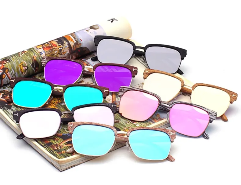 Половина оправы UV400 солнцезащитные очки делать покупки онлайн Брендовая Дизайнерская обувь Пластик деревянная квадратная Для мужчин Для женщин унисекс зеркало солнцезащитные очки мужские оттенки