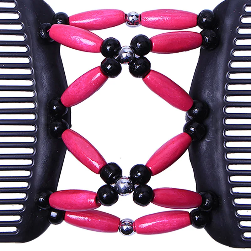 Vintage Holz Perlen Haarkamm Elastisch Für Elegante Frisuren_voghion.com