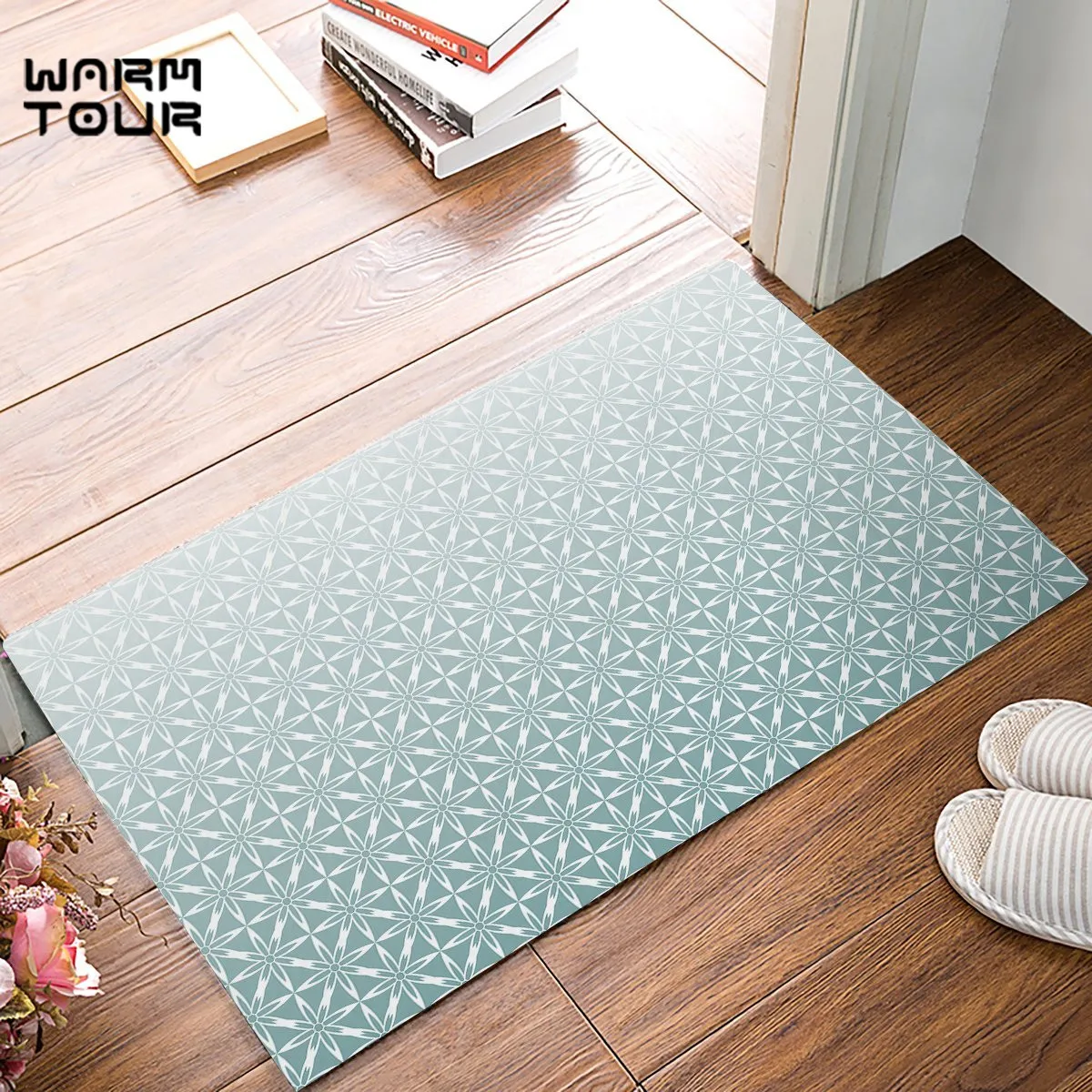Green Gradient Geometric Door Mats Kitchen Floor Bath Entrance Rug Mat Absorbent Indoor Bathroom Decor Doormats Rubber Non Slip | Дом и сад