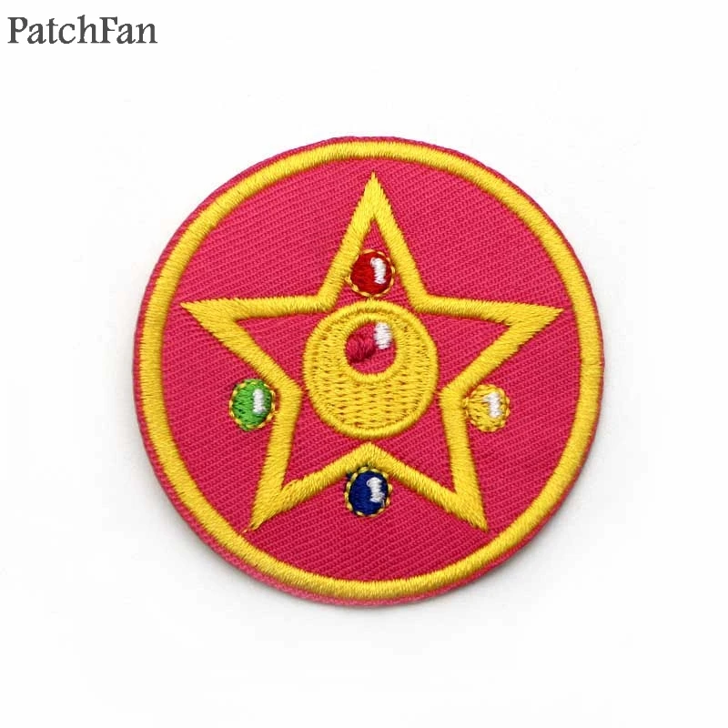 A0373 Patchfan Новое поступление Сейлор Мун R розового цвета со звездочками Вышитые