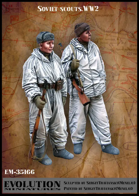 

1/35, Soviet Scouts WW2, Resin Model Soldier GK, World War II military theme, Unassembled and unpainted kit