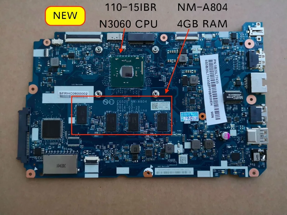 CG520 NM-A804 mainboard For Lenovo 110-15IBR Laptop PC motherboard 5B20L77440 5B20L77435 | Компьютеры и офис