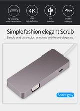 USB-C Thunderbolt 3 Hub usb3.1 Type C to HDMI 4K VGA 1080P SB3.0 USB2.0 USB C PD 5in1 Docking Adapter for Macbook Pro 2017 2016