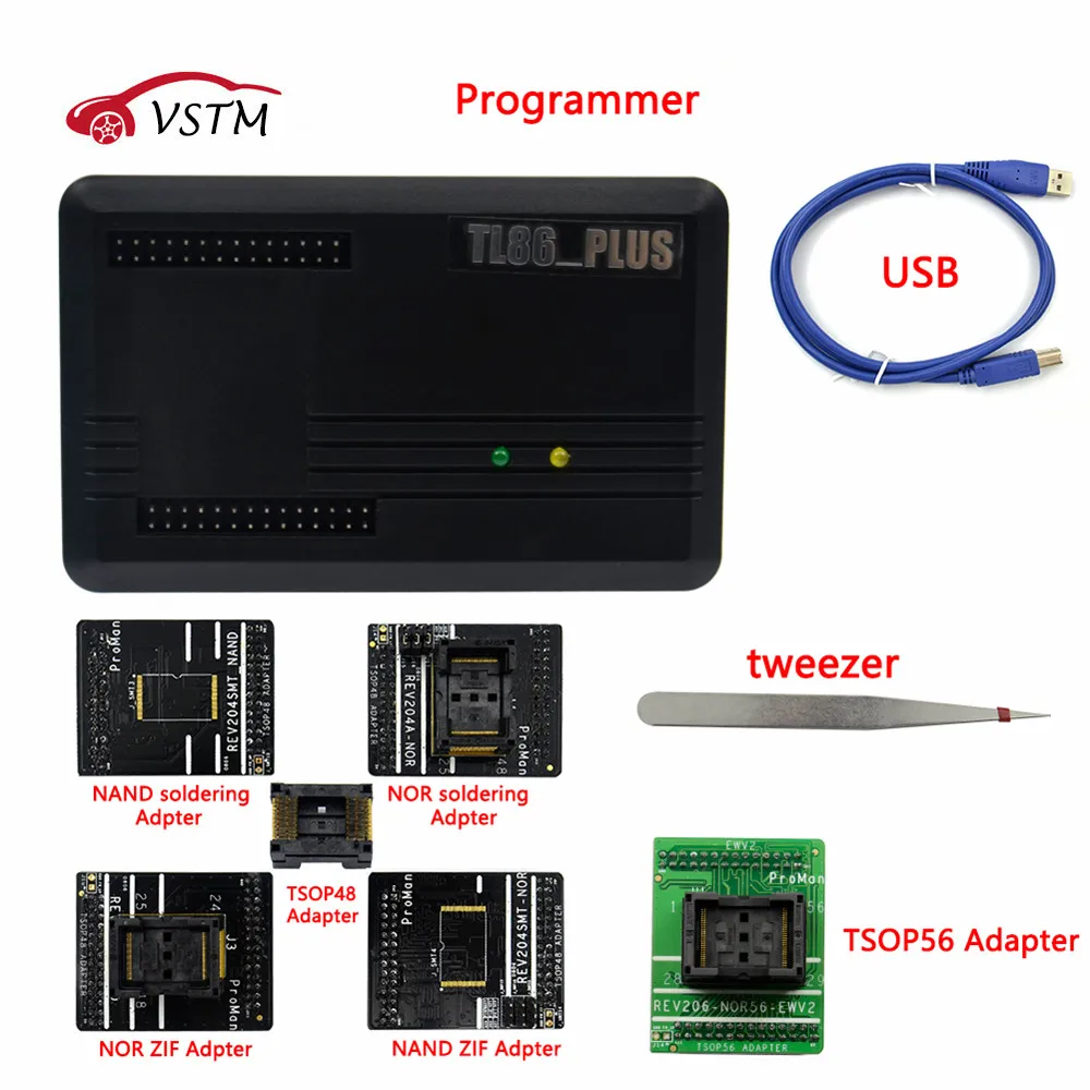 

Free shipping newest ProMan Professional nor nand programmer repair tool copy NAND FLASH data recovery+TSOP48&56 TSOP56 adapter