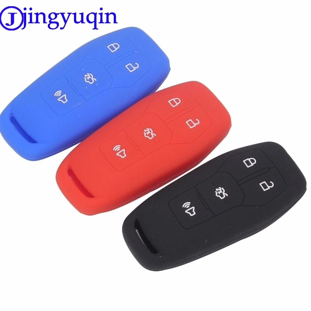 

jingyuqin Remote 4 Buttons Silicone Car Key Case Cover For Ford MKC MKX MKZ Edge Escape Focus Lincoln Smart Key Case Shell