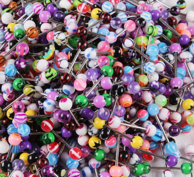 

2019 hot Mixed color acrylic tongue piercing 20 pieces piercing langue piercing tongue percing nombril body jewelry tongpiercing