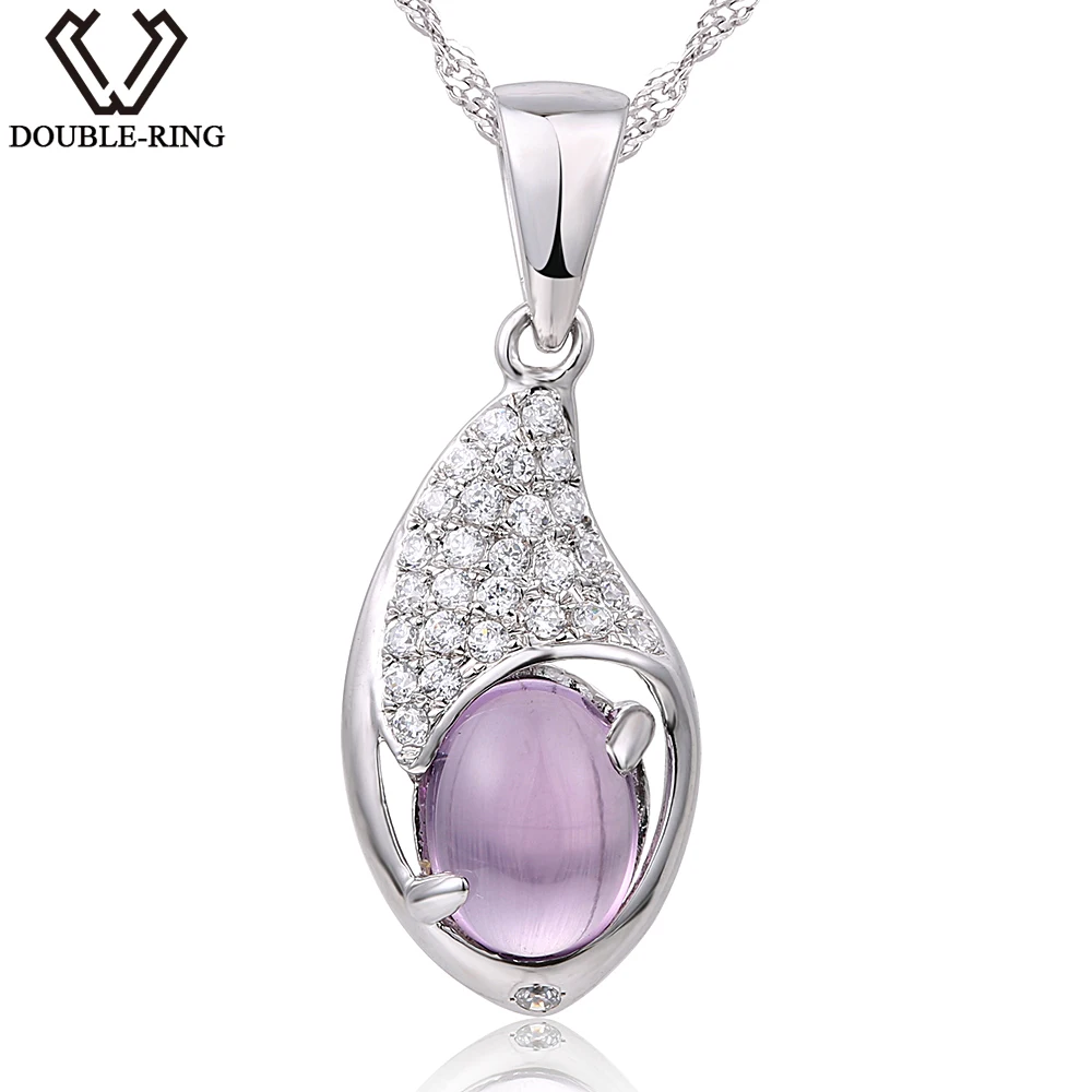 DOUBLE-R 1.6 КТ Природный аметист Подвески женские овальные серебряные 925 Цепочки и ожерелья классический мать подарок настоящее Элитный бренд ювелирных изделий нового