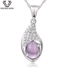 DOUBLE-R 1.6 КТ Природный аметист Подвески женские овальные серебряные 925 Цепочки и ожерелья классический мать подарок настоящее Элитный бренд ювелирных изделий нового