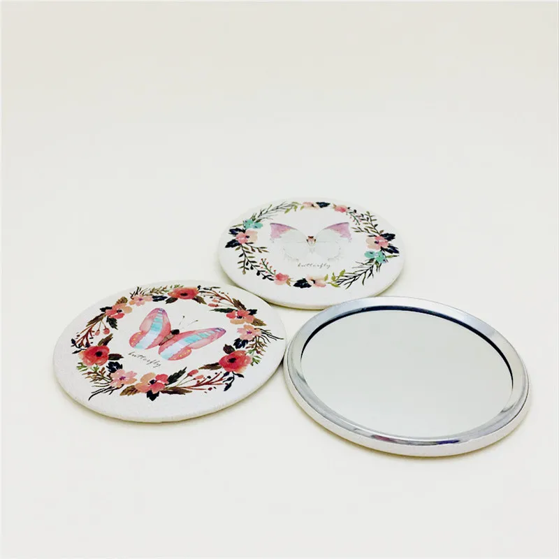 1pc Pink Butterfly Flower Girl mini pocket makeup mirror cosmetic