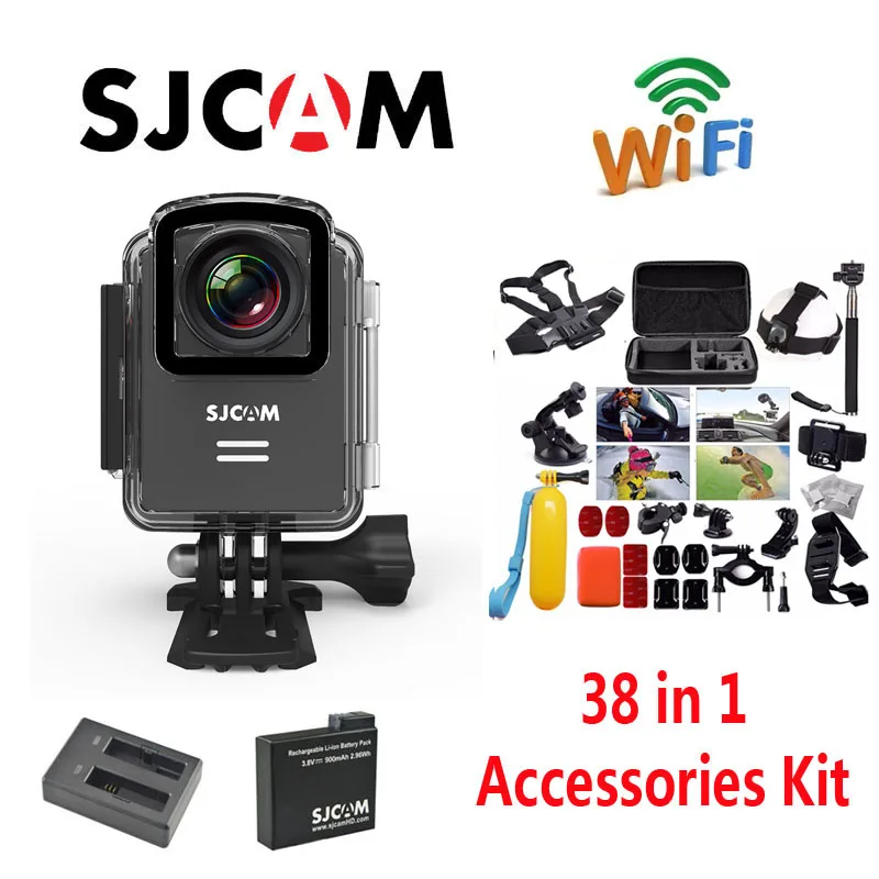 

Original SJCAM M20 Wifi Waterproof Sports Action Camera+Extra 1pcs Battery+Battery Charger+38Pcs Accessories Kit Free Shipping!